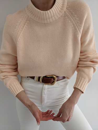 Vintage Peach Raglan Mock Neck Sweater