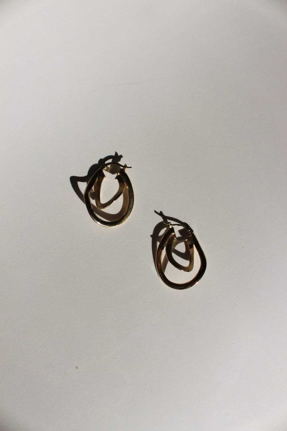 Vintage 14K Double Hoop Earrings - image 3