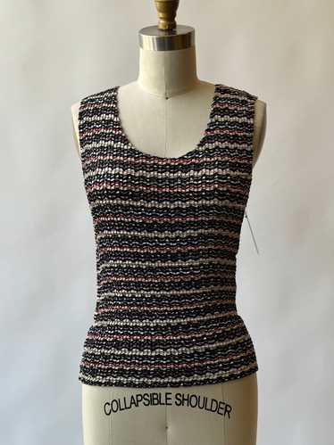 Y2K Zig Zag Stripes Plisse Tank - image 1