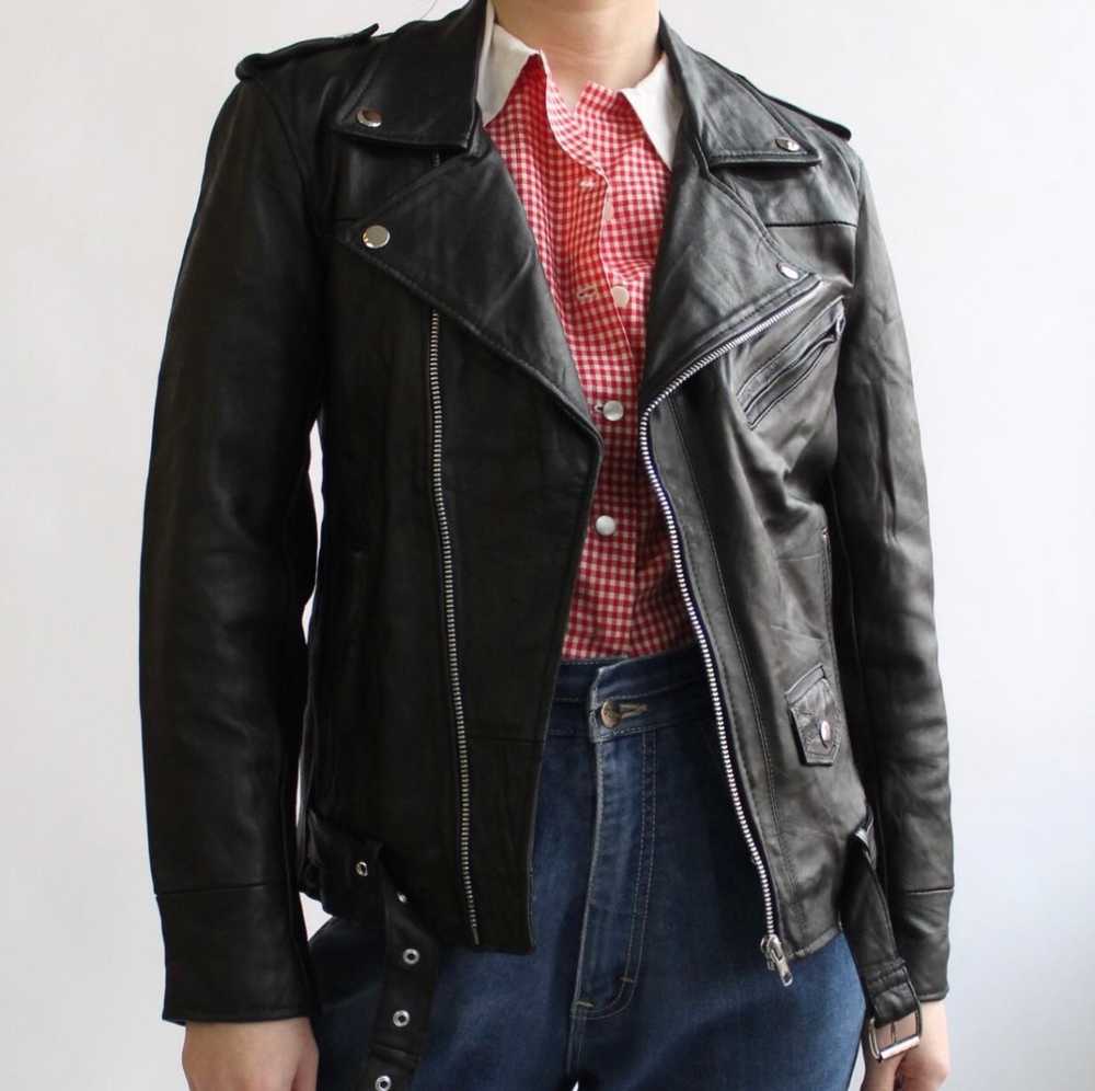 Reworked Black Leather Motorcycle Jacket - image 1