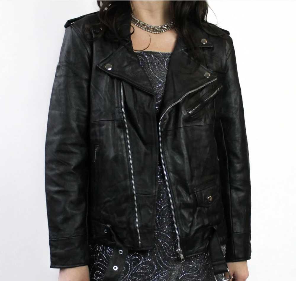 Reworked Black Leather Motorcycle Jacket - image 3