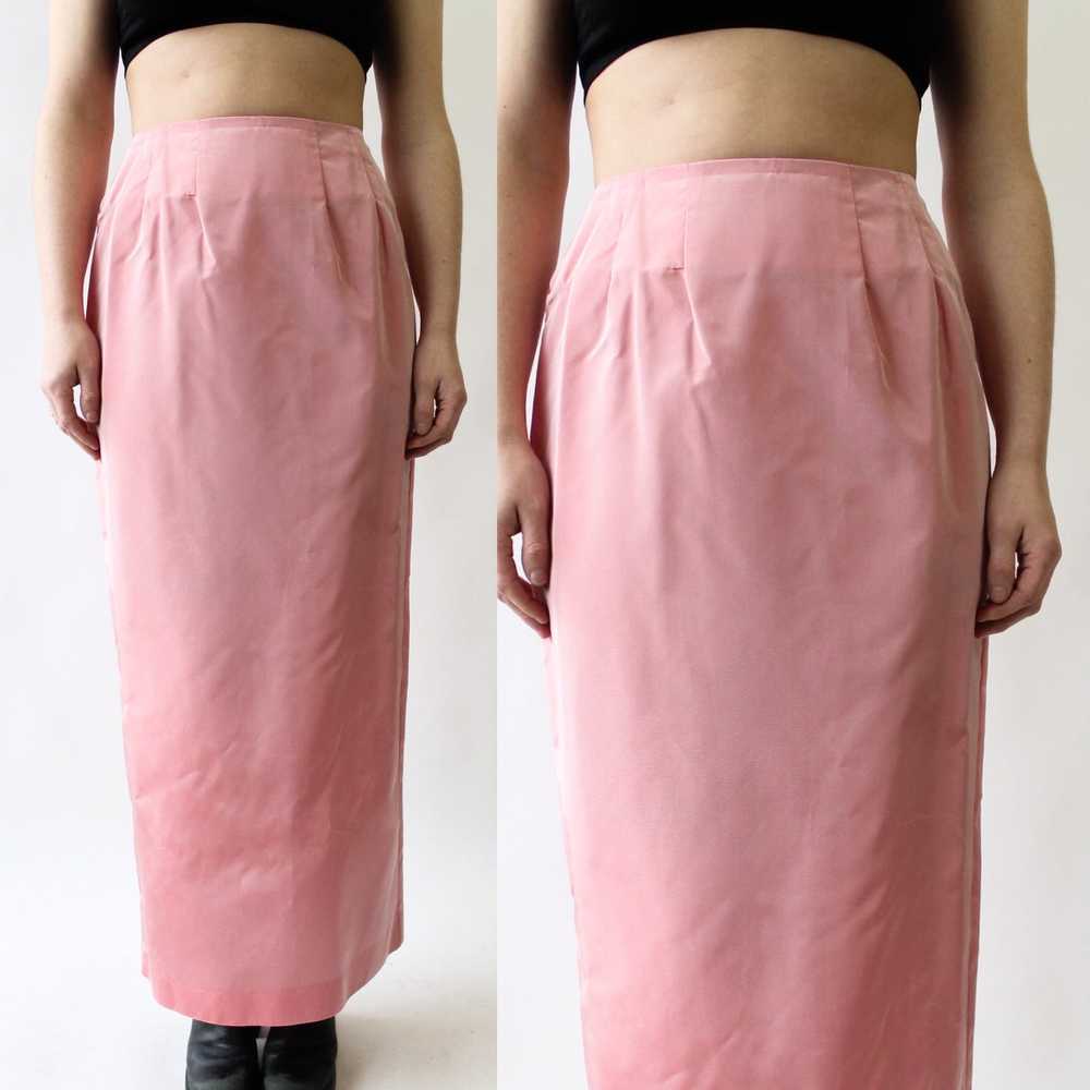 90s Pink Taffeta Column Skirt - image 1