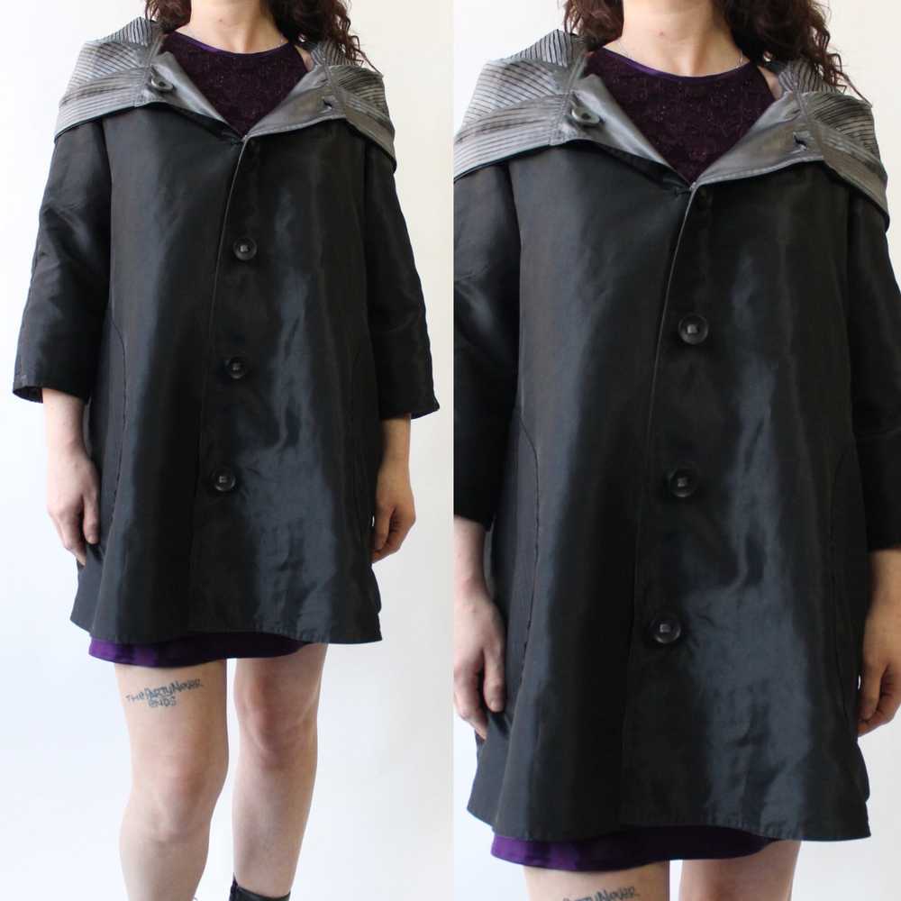 80s Black and Pewter Reversible Raincoat - image 2