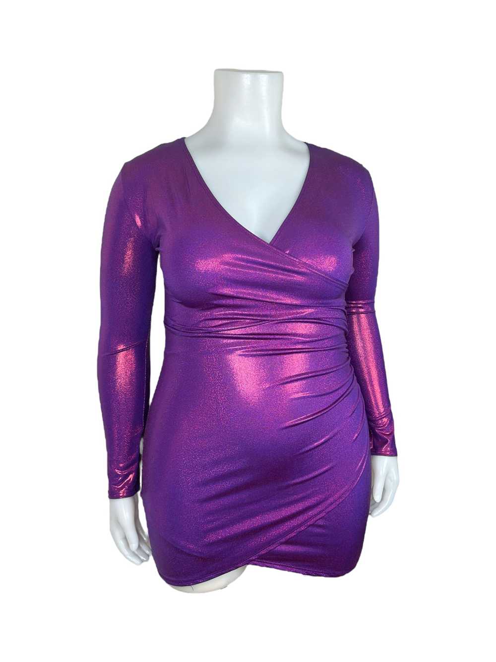 Purple & Pink Sparkly Long-Sleeved Bodycon Dress - image 1