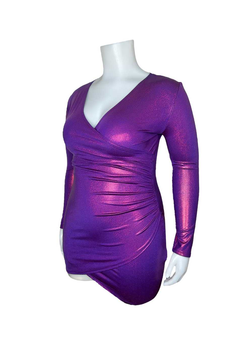 Purple & Pink Sparkly Long-Sleeved Bodycon Dress - image 2