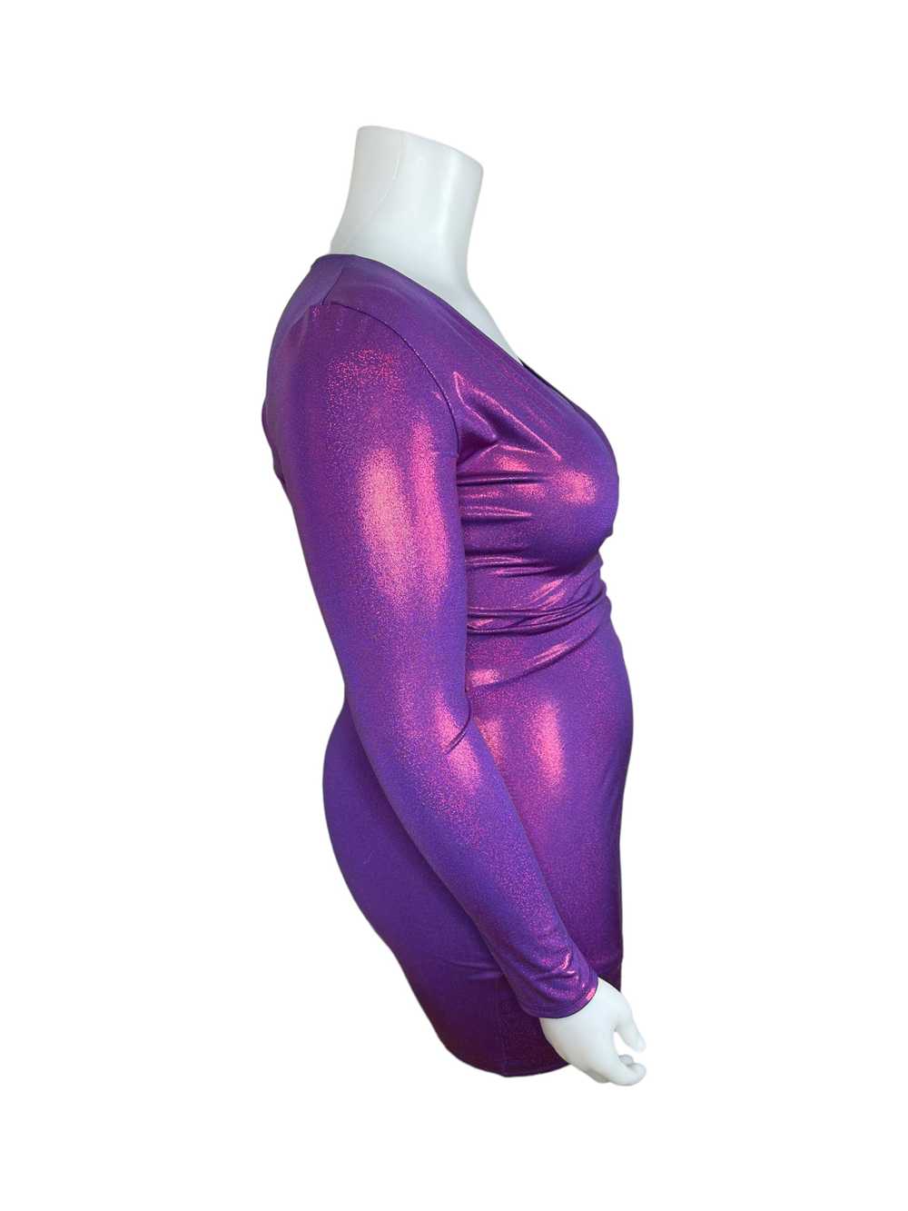 Purple & Pink Sparkly Long-Sleeved Bodycon Dress - image 3