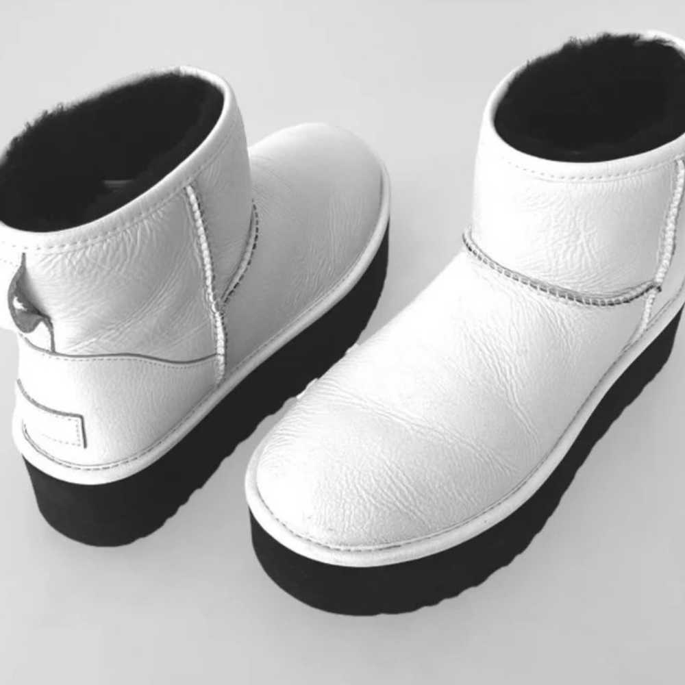 UGG Classic Mini Platform White Leather Sheepskin… - image 6