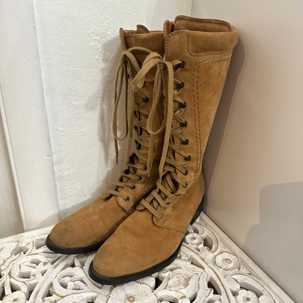 Tod’s suede lace up tall combat boots - image 1