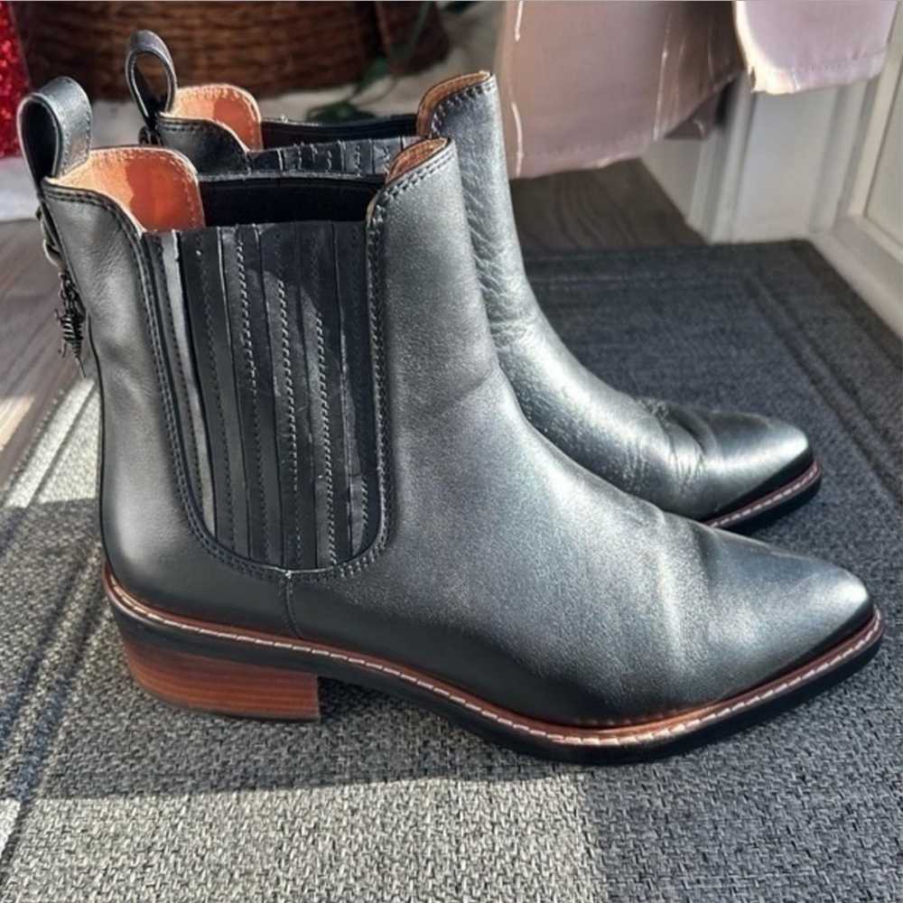 ✨Coach black leather Chelsea ankle booties boots … - image 1