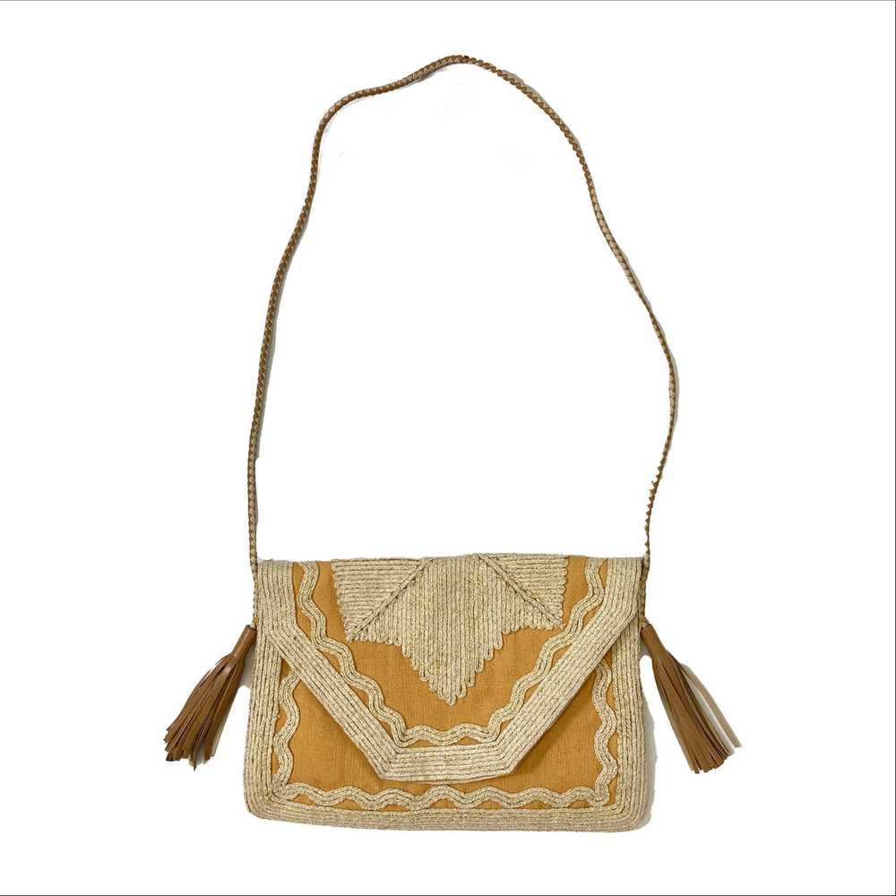 Shashi Tan Wavy Embroidery Clutch - image 3