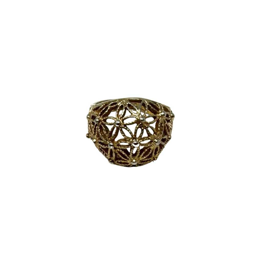 18K Gold Plated Floral Band Ring - image 1