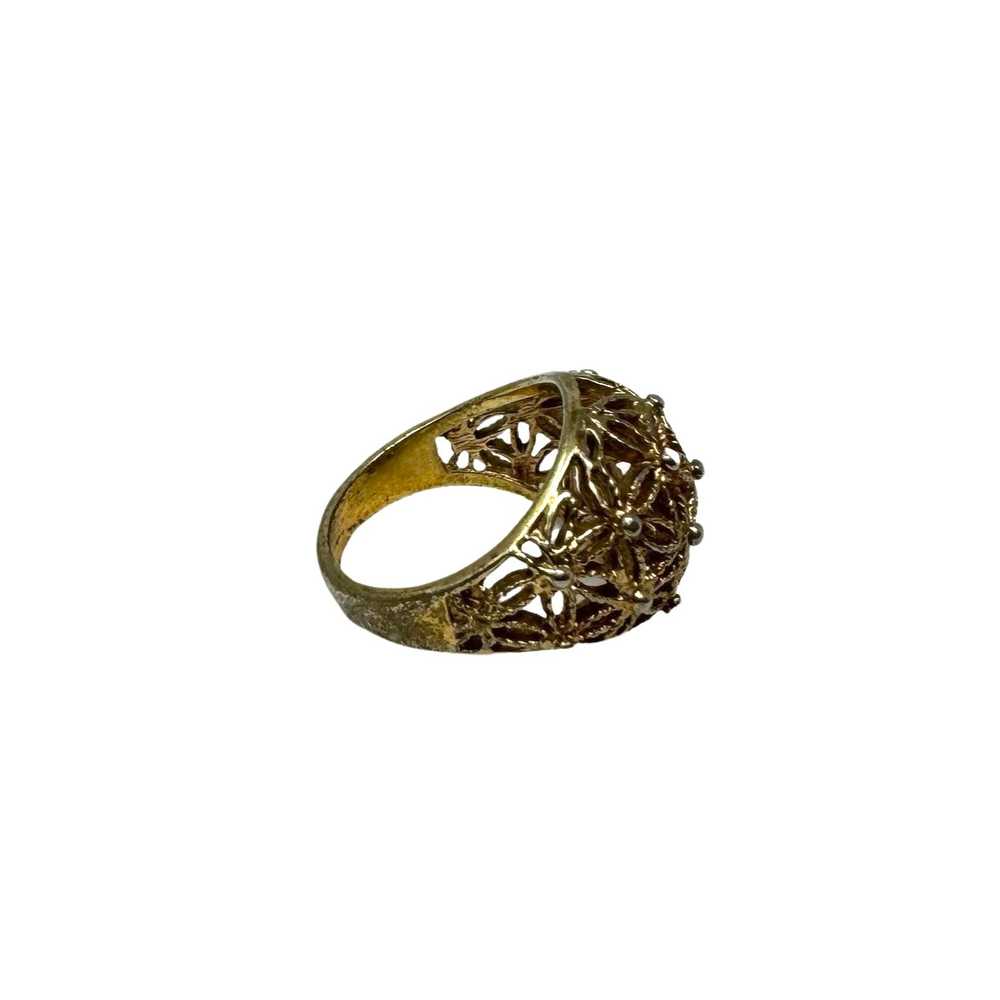 18K Gold Plated Floral Band Ring - image 2