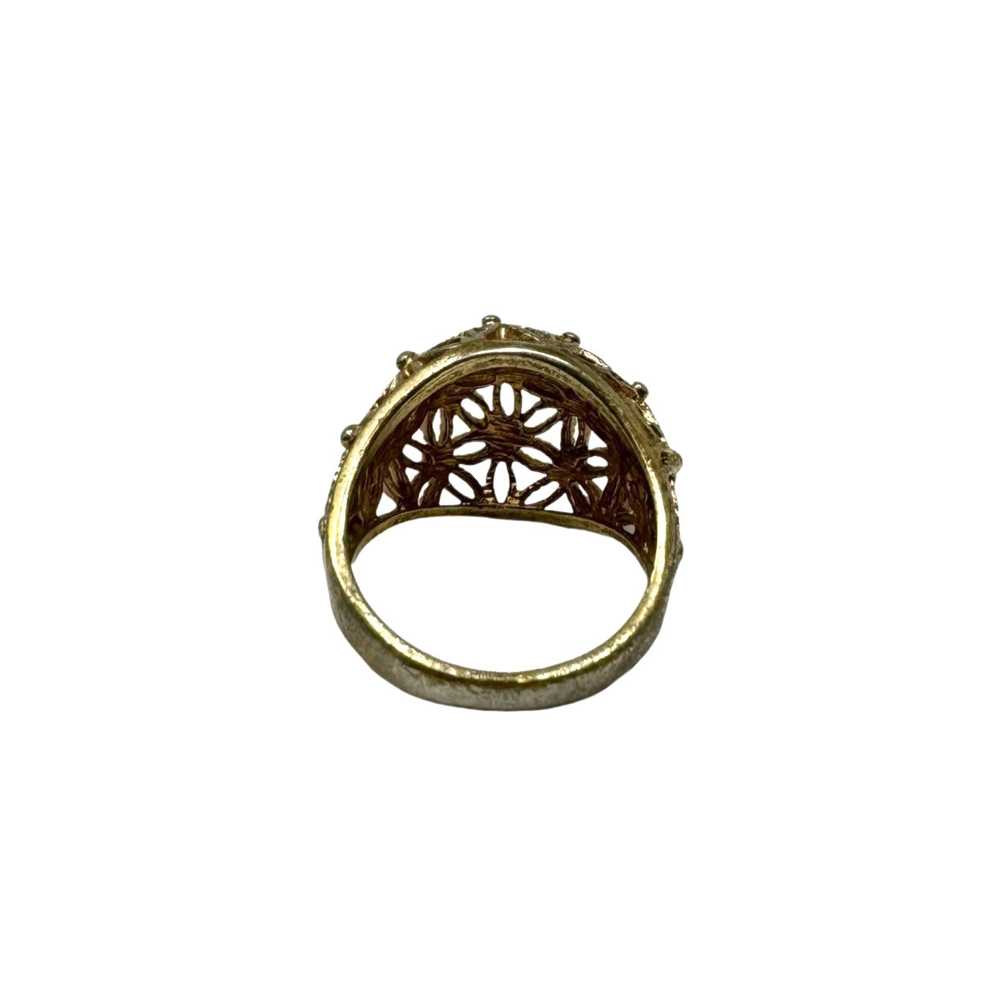 18K Gold Plated Floral Band Ring - image 3