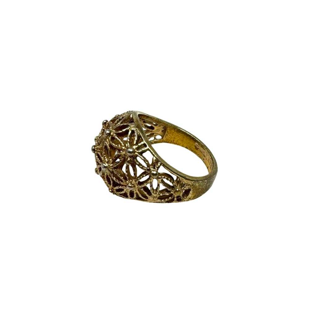 18K Gold Plated Floral Band Ring - image 4