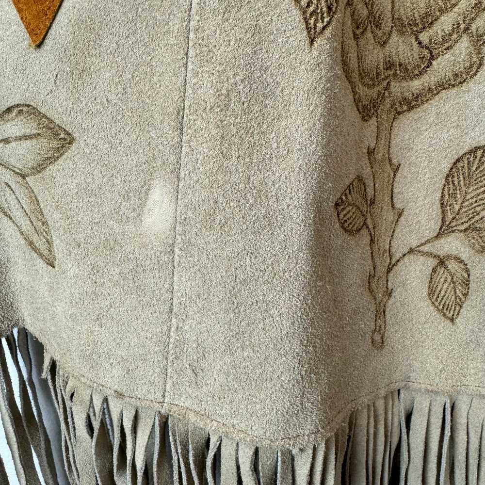 Vintage Floral Design Leather Cape - image 3