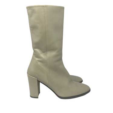 Theory Gray Leather Block Heel Boot