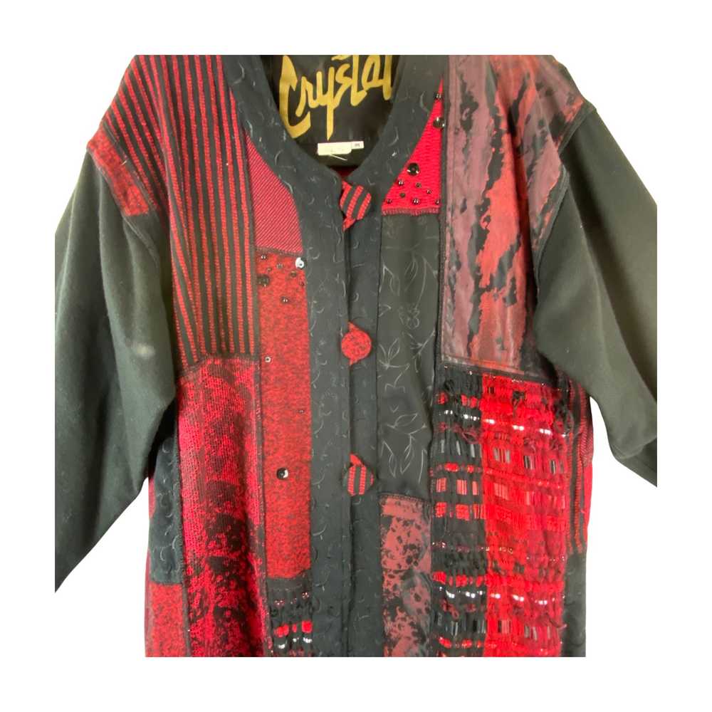 Vintage Crystal Wearable Art Patchwork Robe Jacket - image 3