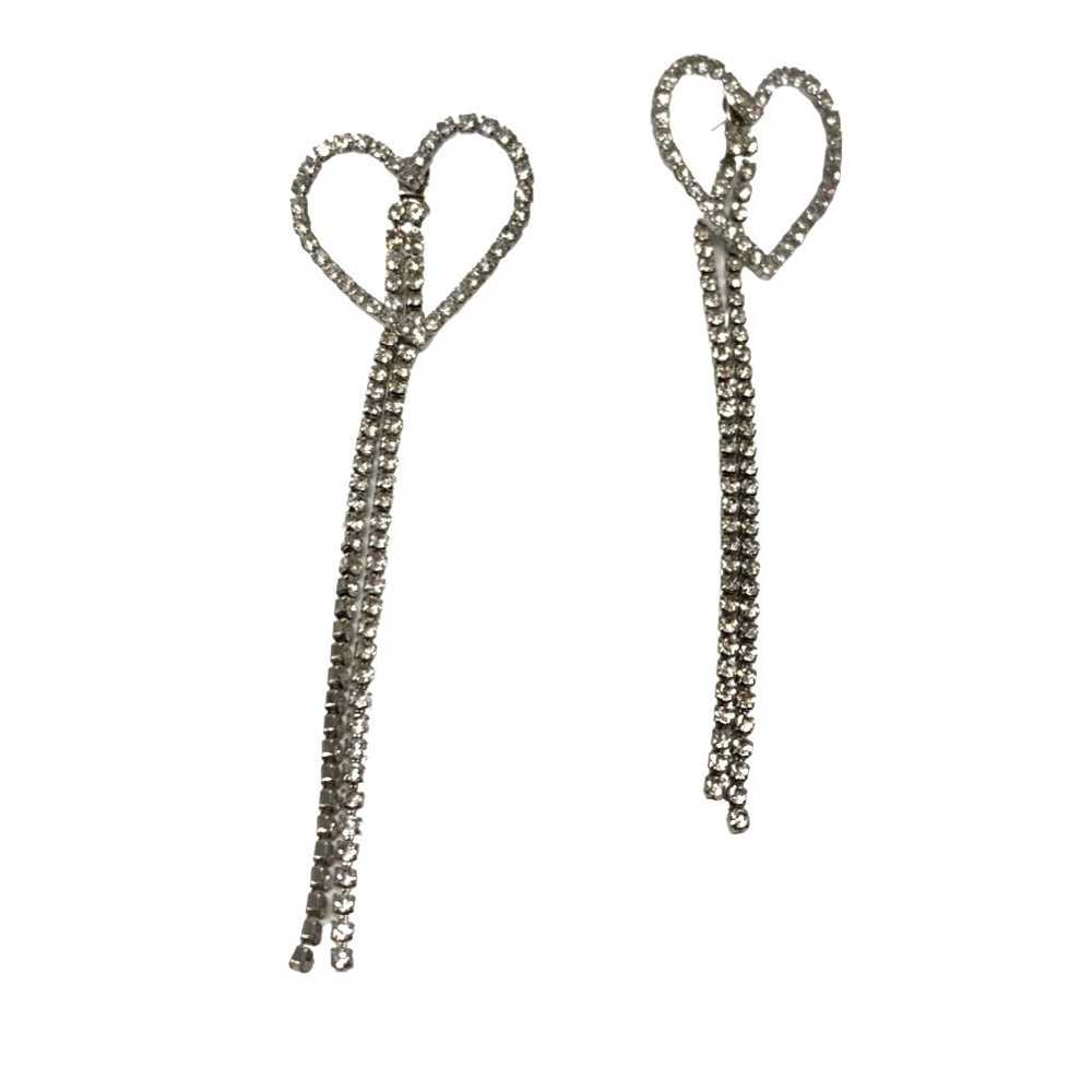 Shashi Rhinestone Heart Drop Earrings - image 1