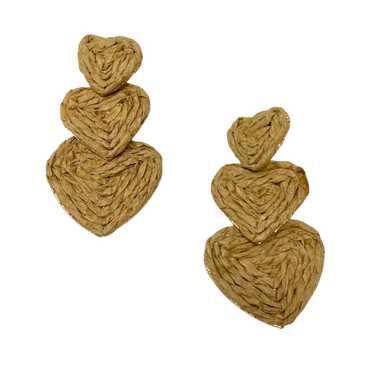 Shashi Isla Raffia Triple Heart Drop Earrings - image 1