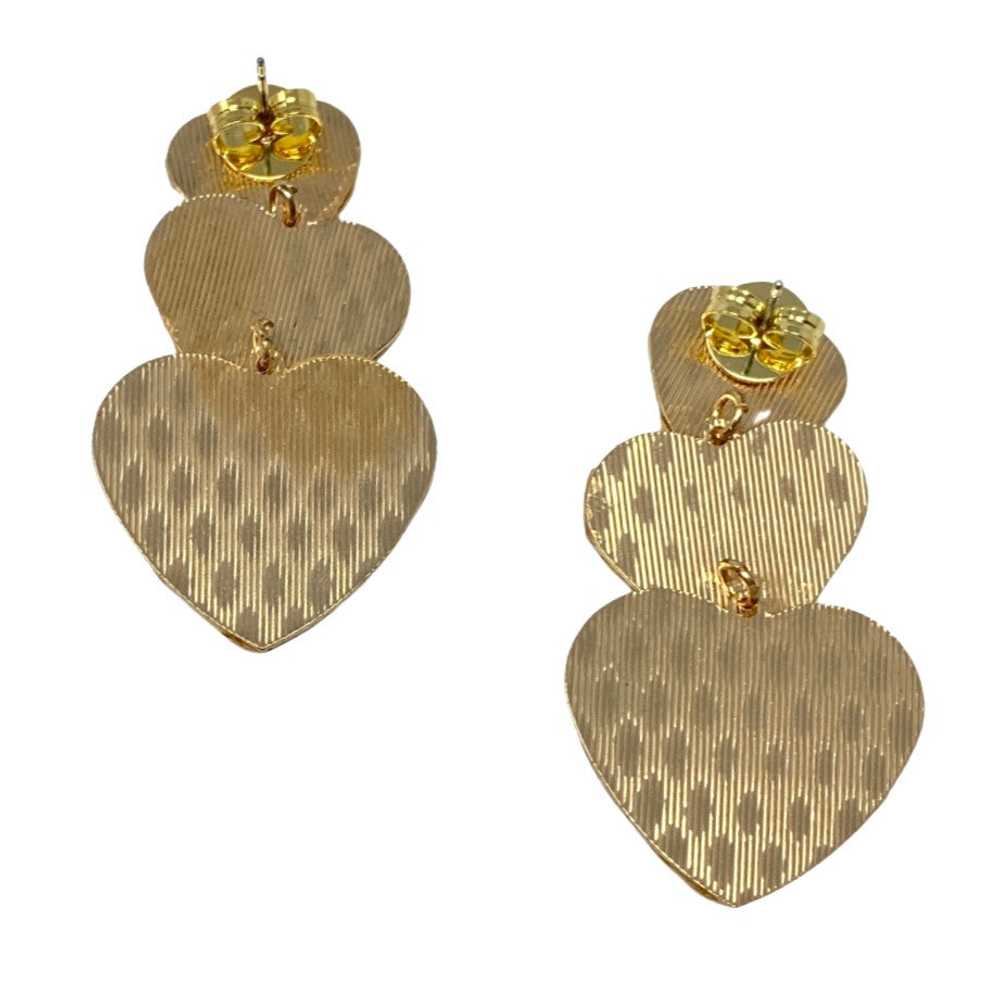 Shashi Isla Raffia Triple Heart Drop Earrings - image 3