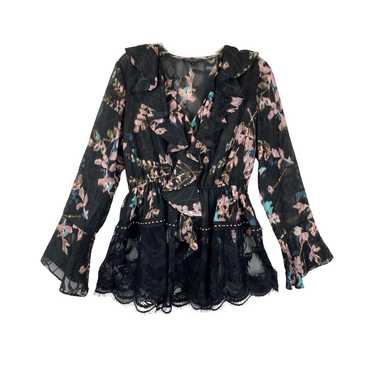 Alberto Makali Ruffled Lace Trimmed Top