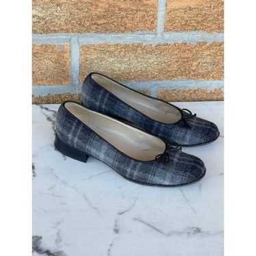 Salvatore Ferragamo Wool Black Plaid Flat Shoes