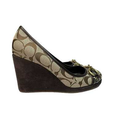 COACH Shoes brown ISSY WEDGE Signature Jacquard Ca