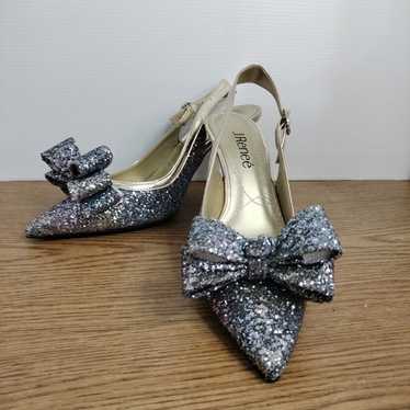 j Renee Glitter Sequence W/Bow Silver & Gold Pump… - image 1