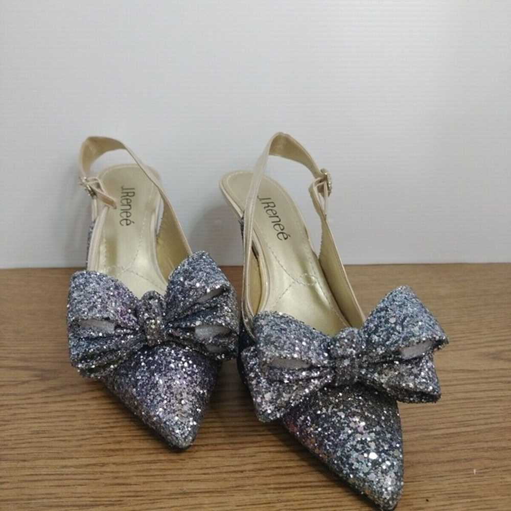 j Renee Glitter Sequence W/Bow Silver & Gold Pump… - image 3