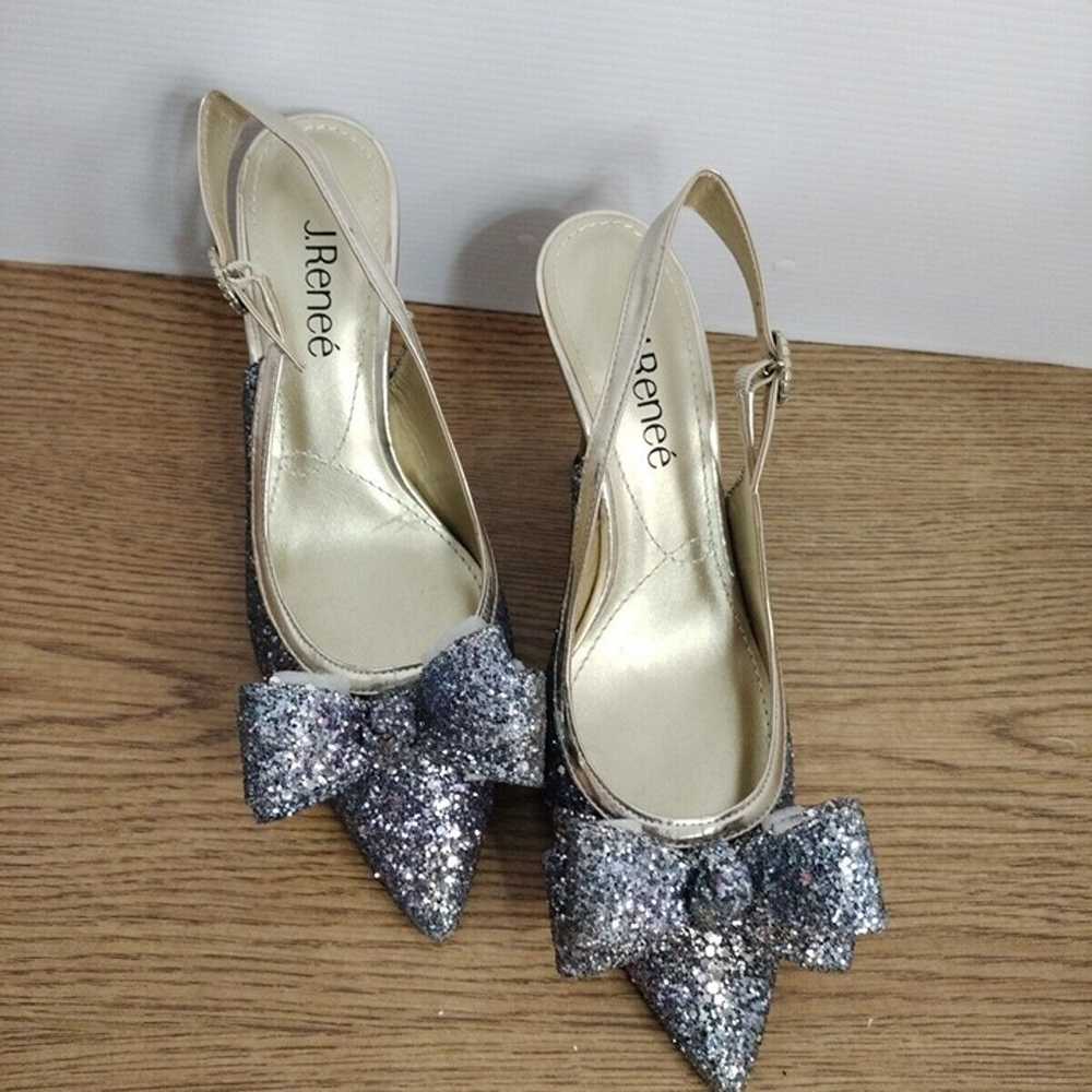 j Renee Glitter Sequence W/Bow Silver & Gold Pump… - image 4