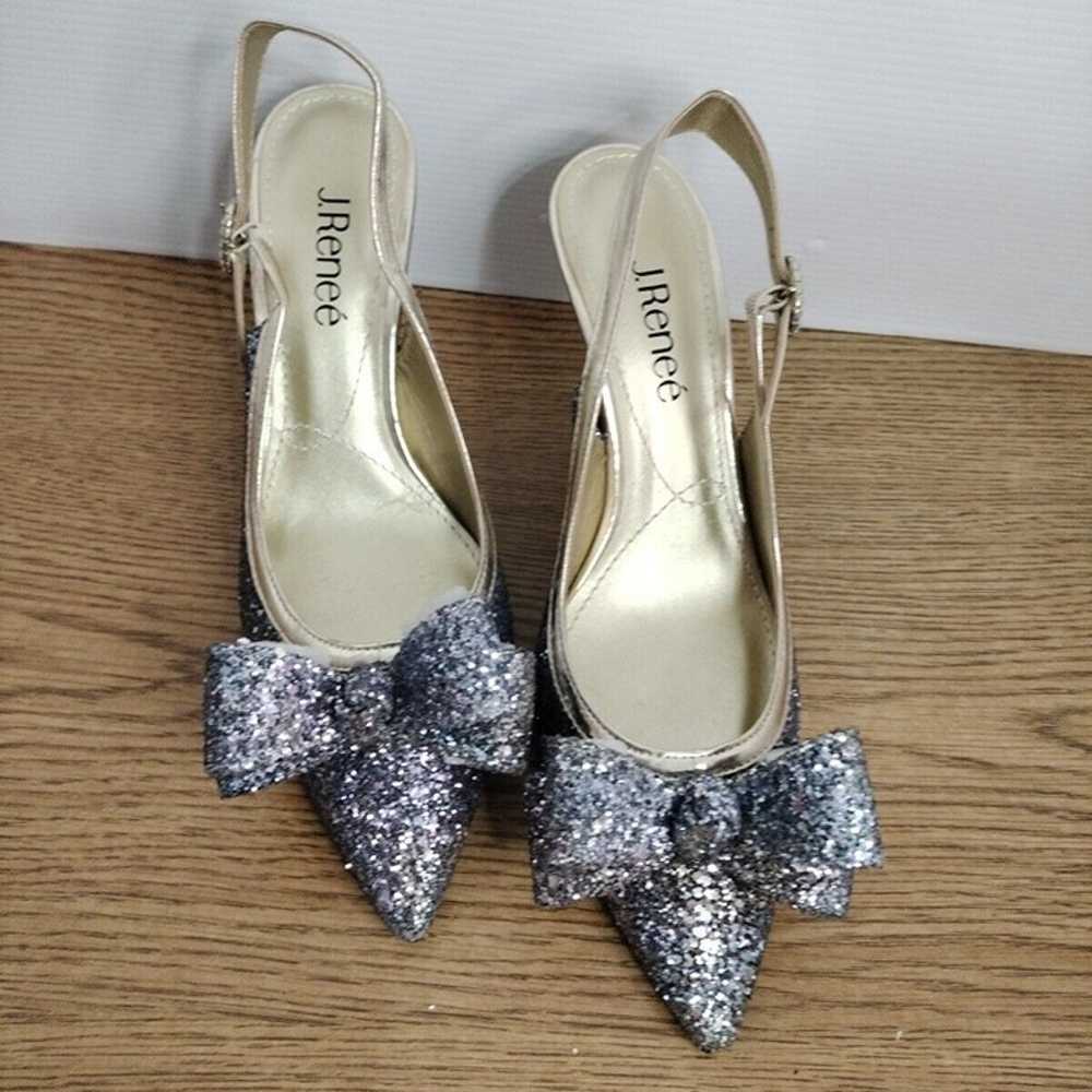 j Renee Glitter Sequence W/Bow Silver & Gold Pump… - image 5