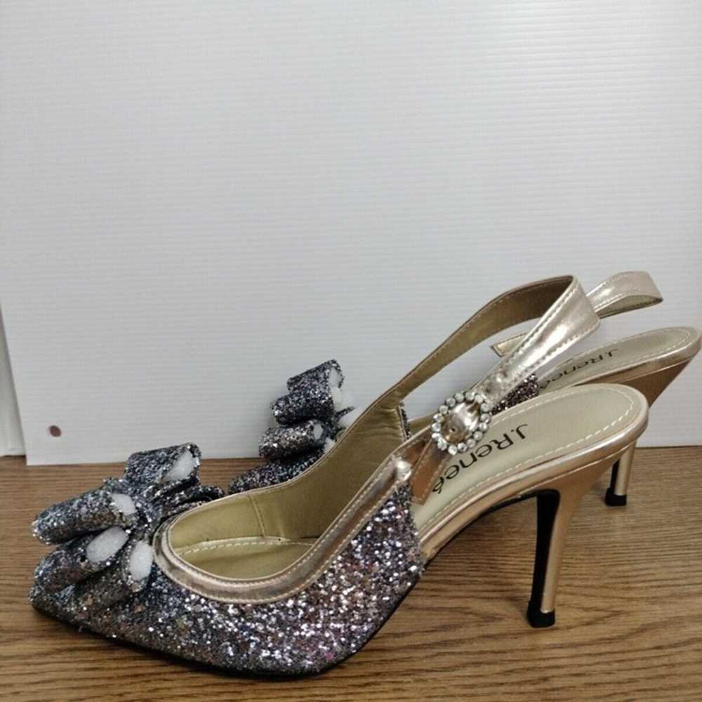 j Renee Glitter Sequence W/Bow Silver & Gold Pump… - image 9