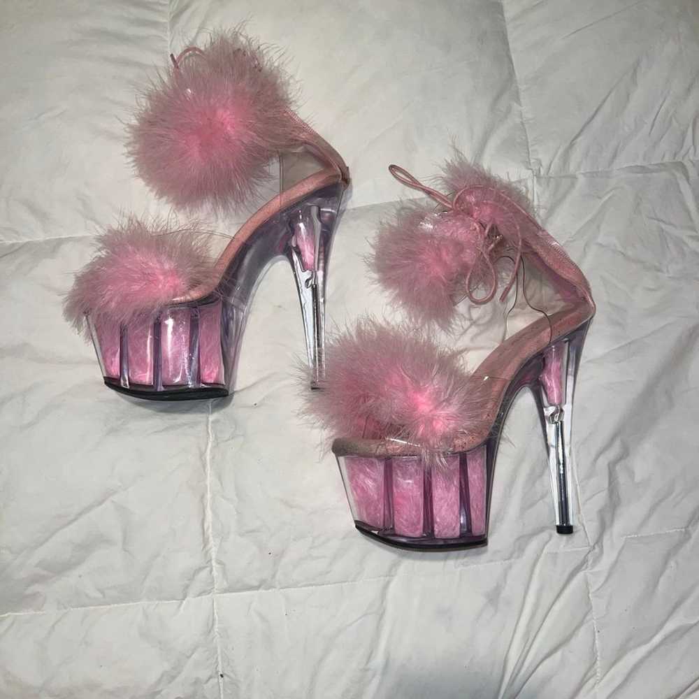 Pink feather pole dancing shoes - image 2