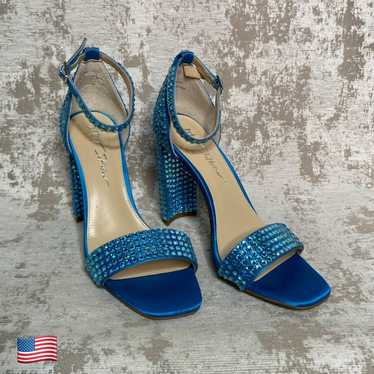 Betsey Johnson Rina Jeweled Heeled Sandals in Blue