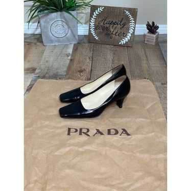 Prada square toe black pumps heels