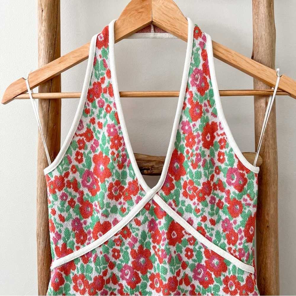 [zara] knit floral halter mini dress retro vintag… - image 3