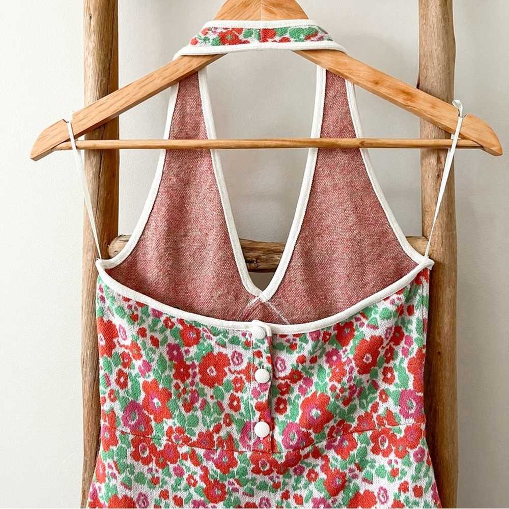 [zara] knit floral halter mini dress retro vintag… - image 6