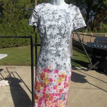 NWOT TALBOTS FAB GRAY,PINK ORANGE FLORAL PRINT DR… - image 1