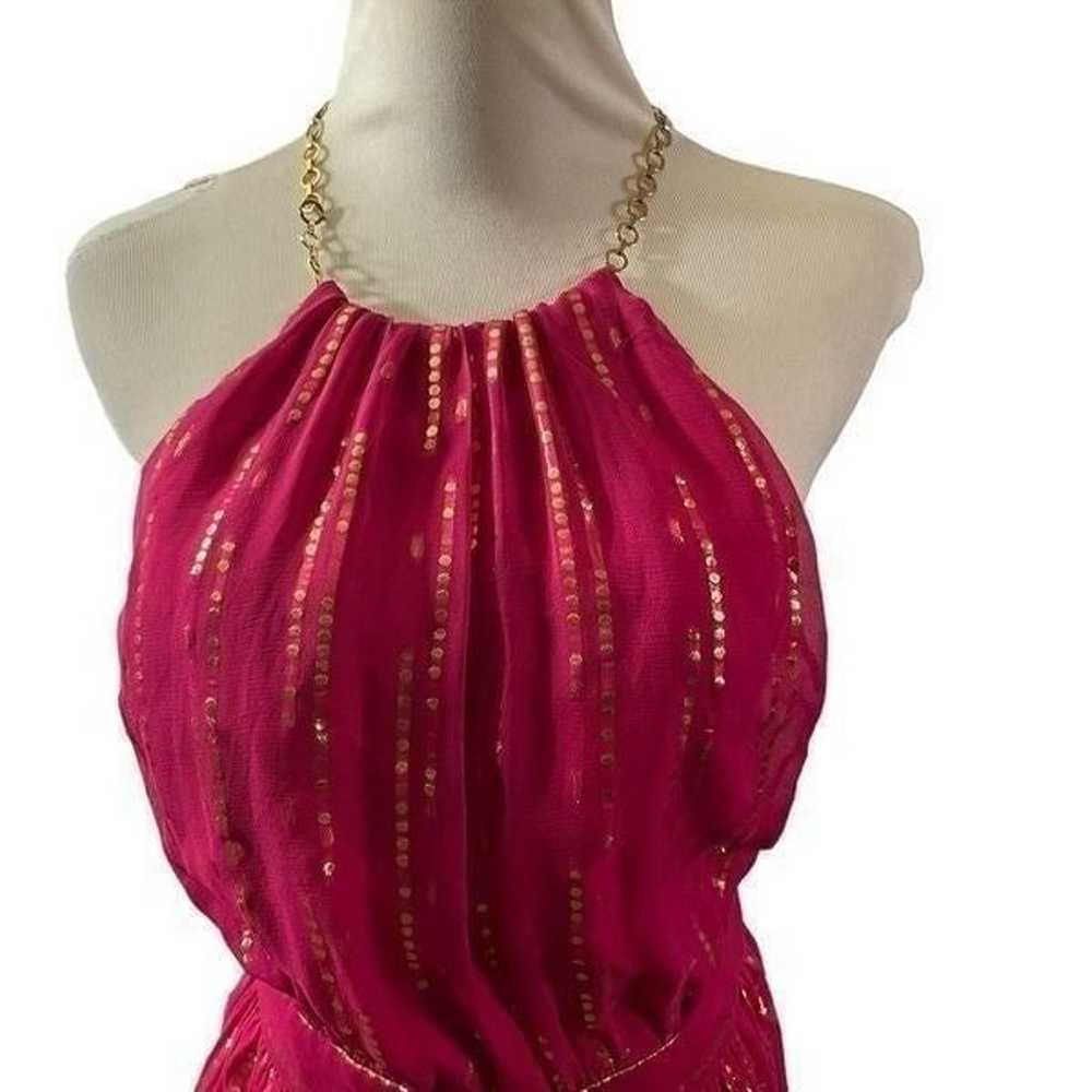 Milly of New York Pink Gold Silk Halter Mini Dres… - image 2