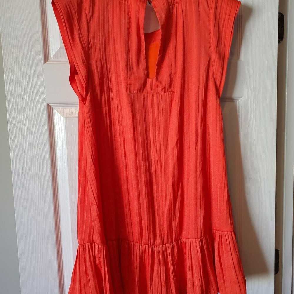 Maeve Anthropologie coral shift dress with ruffle… - image 6