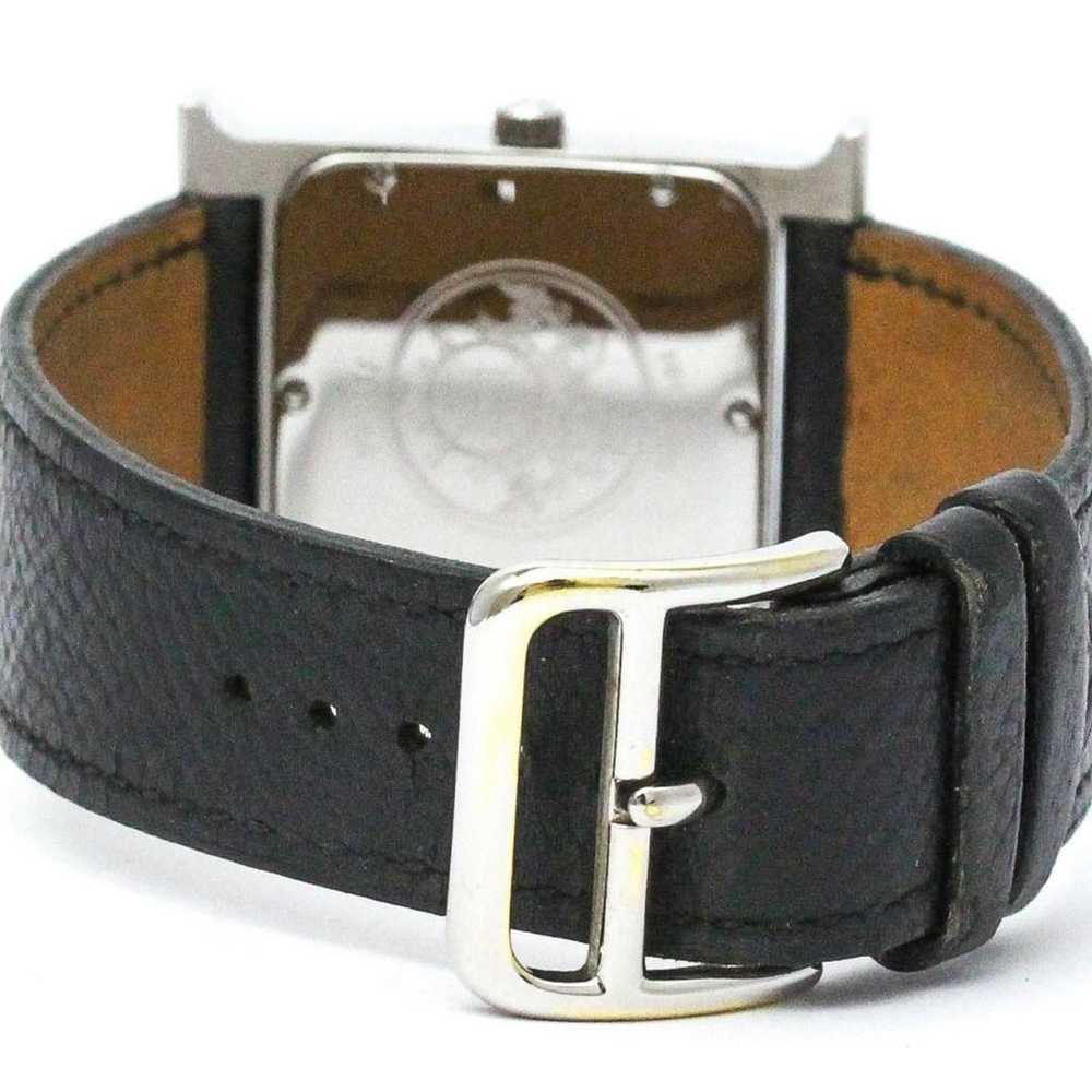 Hermes Polished HERMES H Watch Steel Leather Quar… - image 5