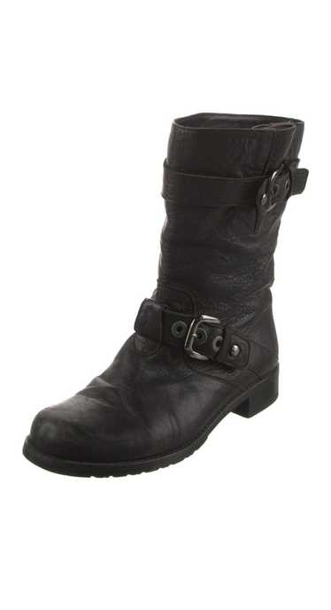 Stuart Weitzman Leather Moto Biker Boots