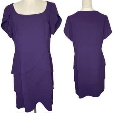 Eliza J Purple Sheath Dress Ruffle Detail Short Sl