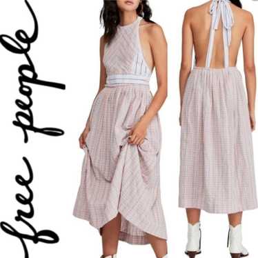 Free people color theory plaid open back dress