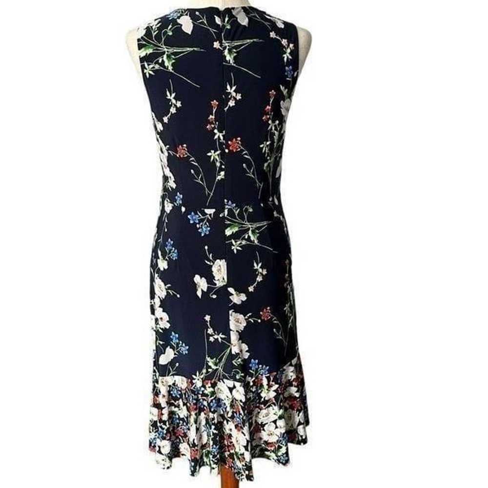Eliza J Navy Blue  Floral Ruched Midi Dress | Siz… - image 7