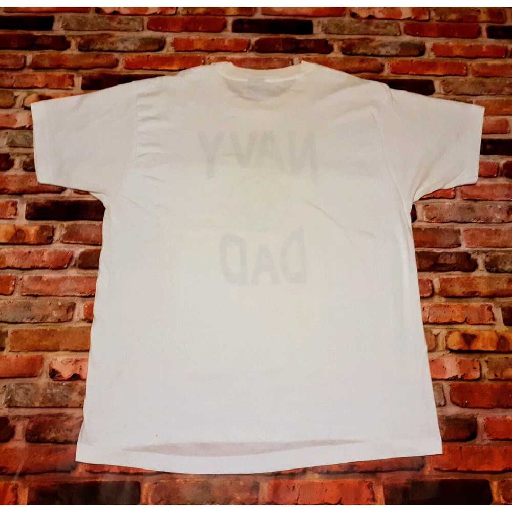 Screen Stars Vintage 1991 NAVY Dad White T-Shirt … - image 2
