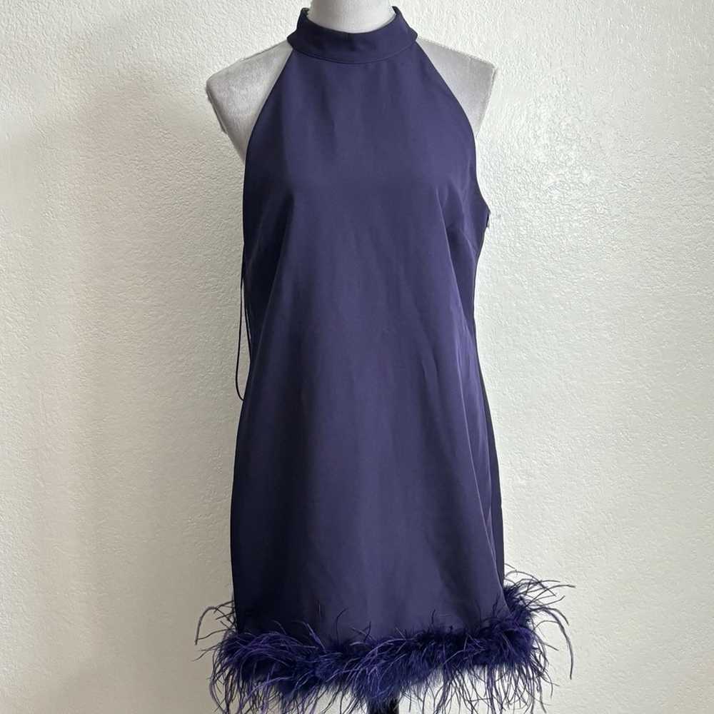 Sam Edelman Feather Trim Halter Neck Dress Size: … - image 2