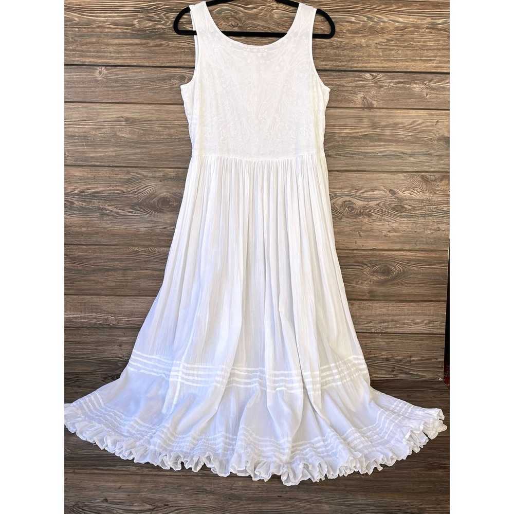 MUSE Long White Tank Dress Ornate Embroidered SZ … - image 1