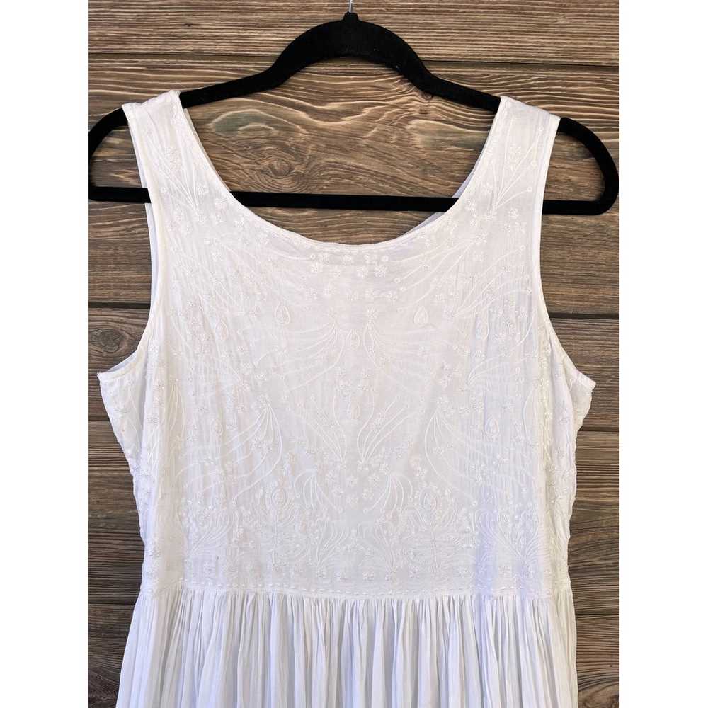 MUSE Long White Tank Dress Ornate Embroidered SZ … - image 2