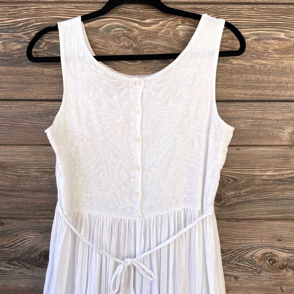MUSE Long White Tank Dress Ornate Embroidered SZ … - image 4